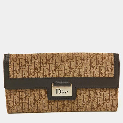 Dior Oblique Beige/Brown Leather  Wallet