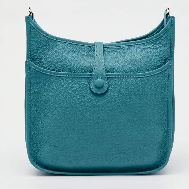 Hermès Evelyne III PM Bag in Turquoise Blue Togo Leather