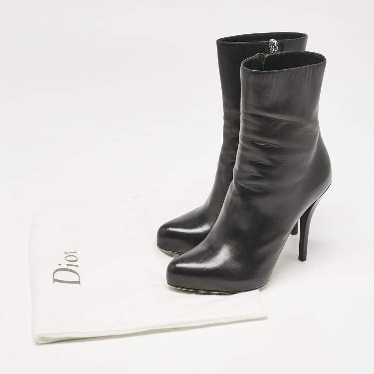 Dior Black Leather Zipped Ankle Length Boots Size 36