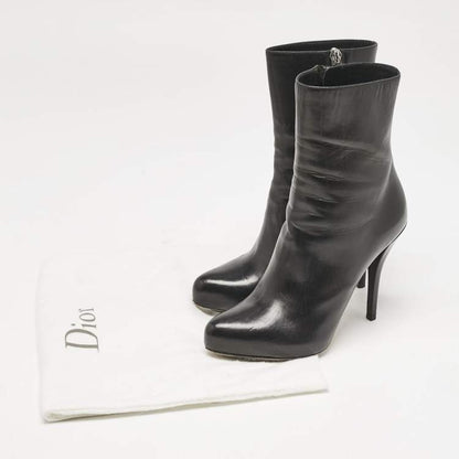 Dior Black Leather Zipped Ankle Length Boots Size 36