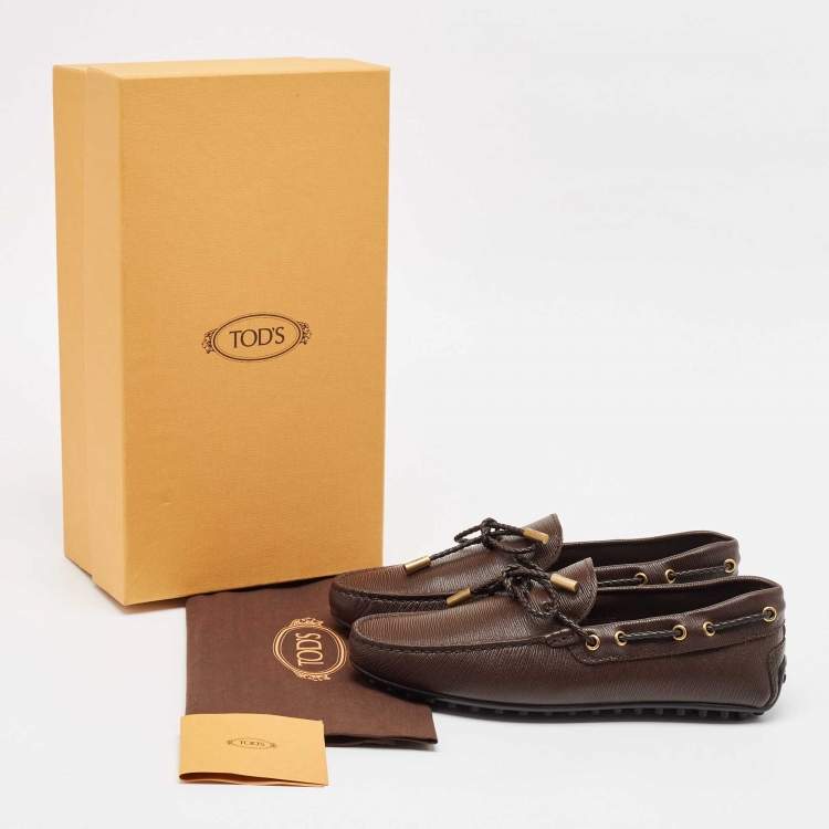 Tod’s Brown Leather Lace-Up Driving Loafers - Size 39.5
