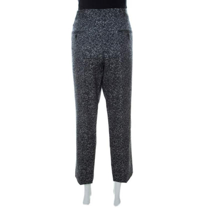 Michael Kors Dark Grey Chevron Print Stretch Wool Tapered Trousers – Size XL