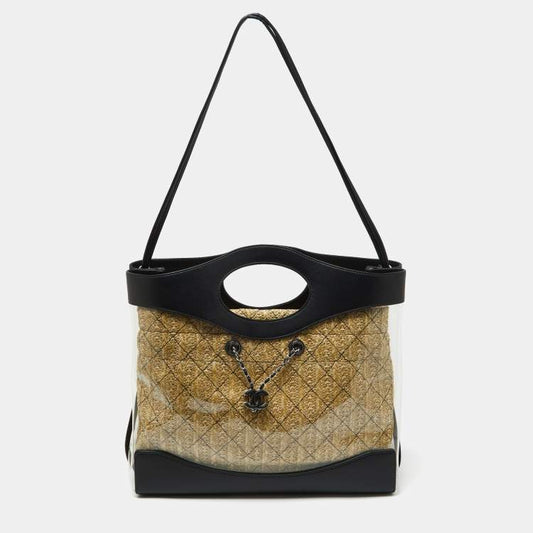Chanel Black Leather & PVC 31 Shopping Bag