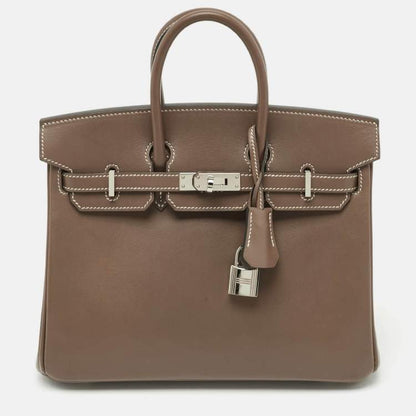 Hermès Birkin 25 Etoupe Tadelakt Leather Bag