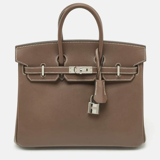 Hermès Birkin 25 Etoupe Tadelakt Leather Bag