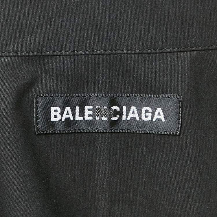 Balenciaga Black Logo Embroidered Oversized Shirt M