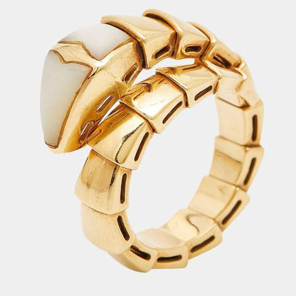 Bvlgari Serpenti Viper Mother of Pearl 18k Yellow Gold Ring