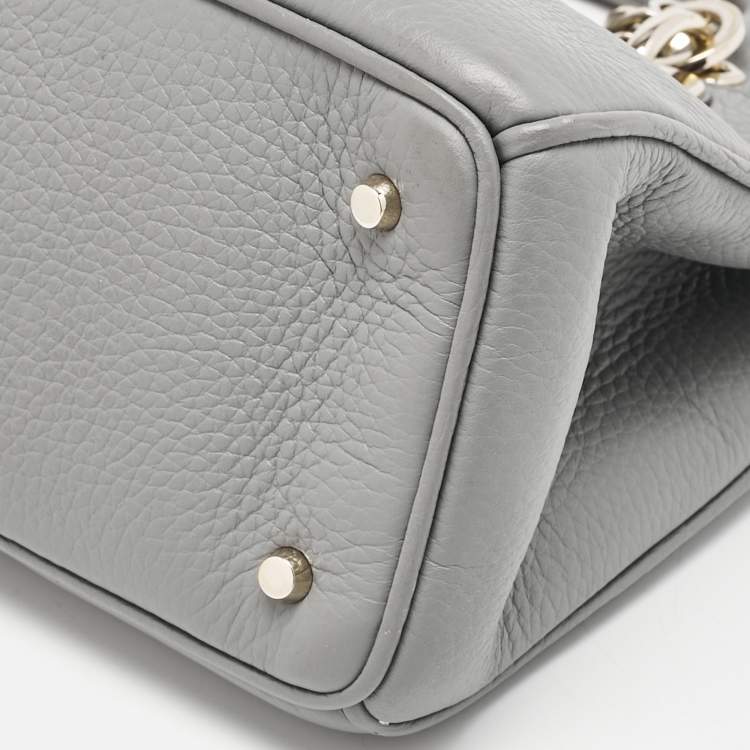 Dior Mini Diorissimo Tote in Grey Leather