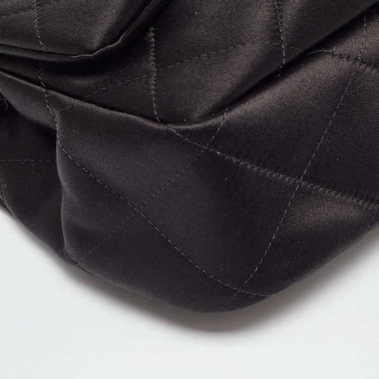 Chanel Black Quilted Satin Top Handle Flap Bag with Gold CHANEL Chain – Excellent Condition