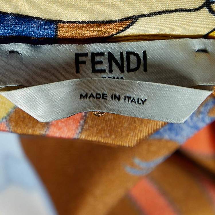 Fendi Brown Daisy Print Chenille Draped Midi Dress – Size S Brand New