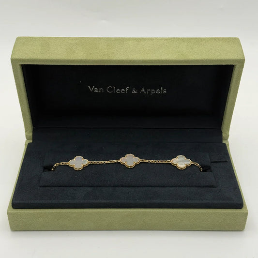 VAN CLEEF & ARPELS VINTAGE ALHAMBRA BRACELET, 5 MOTIFS MOTHER OF PEARL