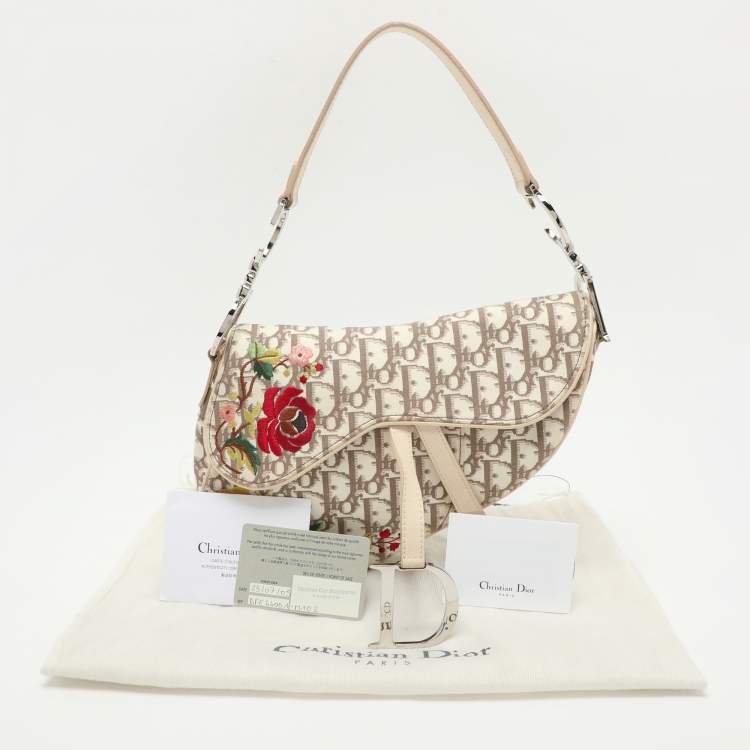 Dior Oblique Floral Embroidered Saddle Bag