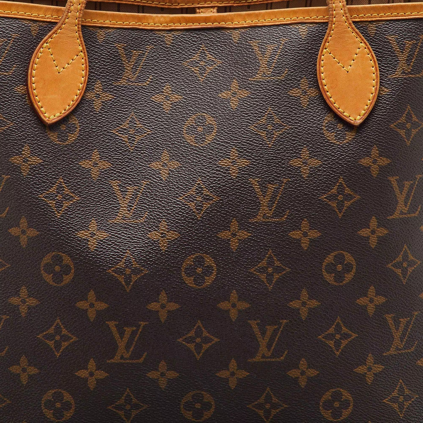 Louis Vuitton Neverfull Brown Coated Canvas and Leather Totes Bag