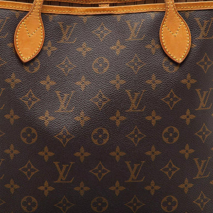 Louis Vuitton Neverfull Brown Coated Canvas and Leather Totes Bag