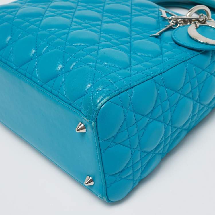 Dior Turquoise Blue Medium Lady Dior Tote