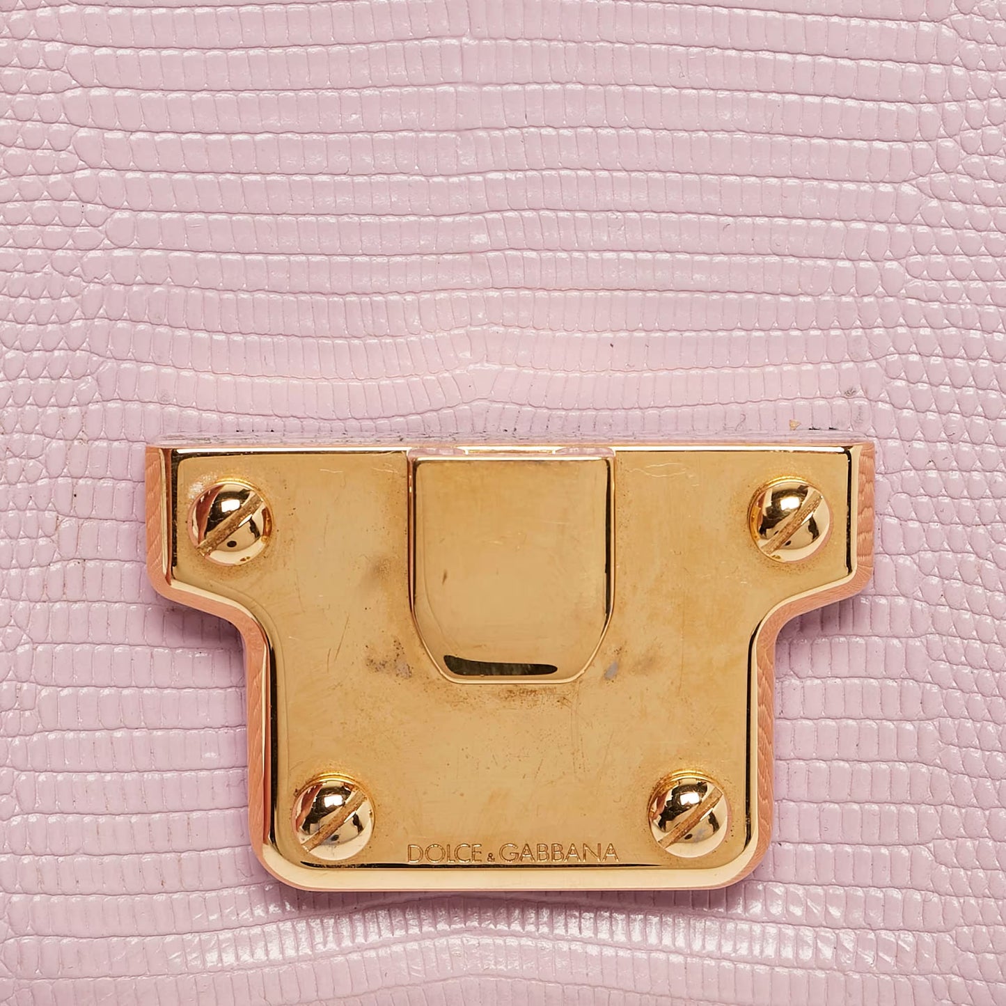 Dolce & Gabbana Lucia Medium Pink Lizard Embossed Leather Crossbody Bags