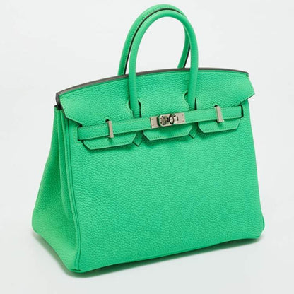 Hermès Vert Comic Togo Leather Palladium Finish Birkin 25 Bag