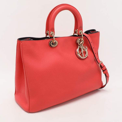 Christian Dior Coral Grained Leather Diorissimo Tote Bag