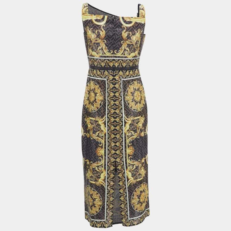 Fendi x Versace Brown Zucca Baroque Crystal Embellished Dress – Size M – Brand New