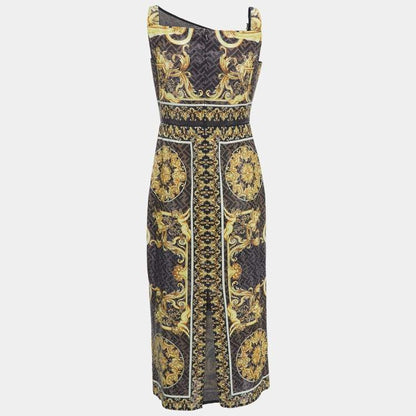 Fendi x Versace Brown Zucca Baroque Crystal Embellished Dress – Size M – Brand New
