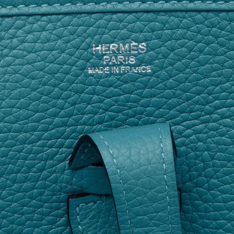 Hermès Evelyne III PM Bag in Turquoise Blue Togo Leather