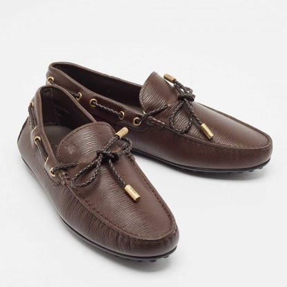 Tod’s Brown Leather Lace-Up Driving Loafers - Size 39.5