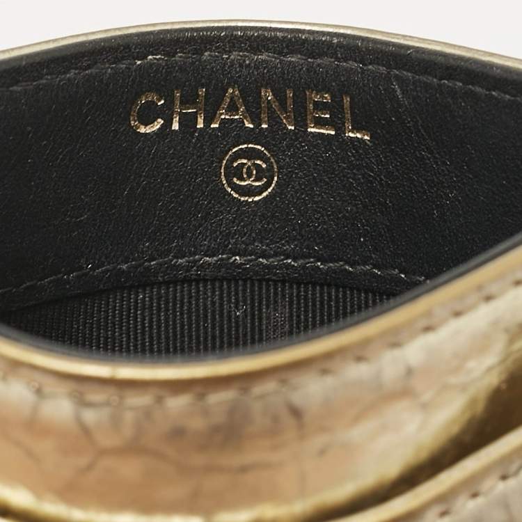 Chanel Gold Quilted Leather CC Card Holder