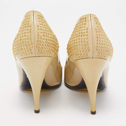 Burberry Beige Patent Leather Studded Pumps Size 38