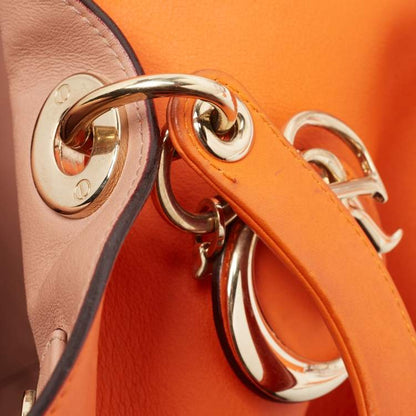 Dior Large Orange Leather Diorissimo Shopper Tote – With Pouch