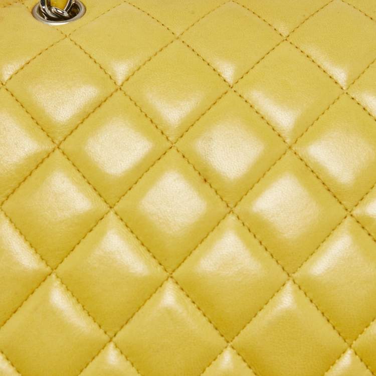 Chanel Yellow Quilted Lambskin Maxi Classic Single Flap Bag – Fair Condition