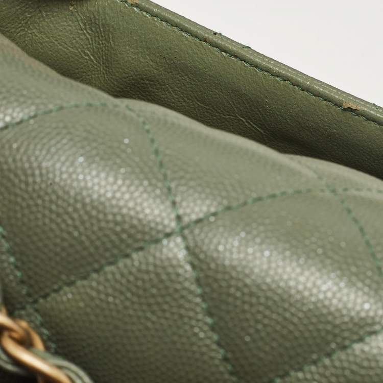 Chanel Green Caviar Leather Jumbo Classic Double Flap Bag