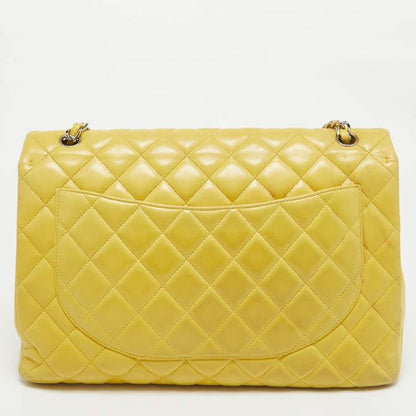 Chanel Yellow Quilted Lambskin Maxi Classic Single Flap Bag – Fair Condition