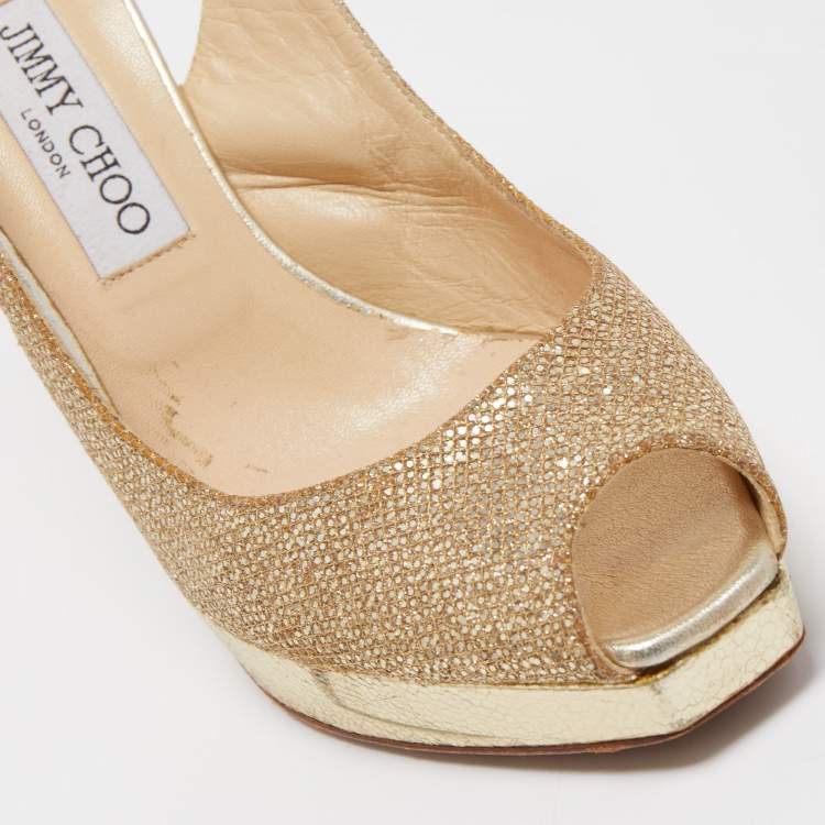 Jimmy Choo Gold Lurex Nova Slingback Heels Size 39