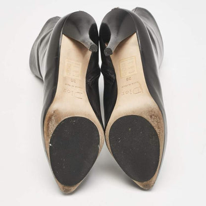 Dior Black Leather Zipped Ankle Length Boots Size 36