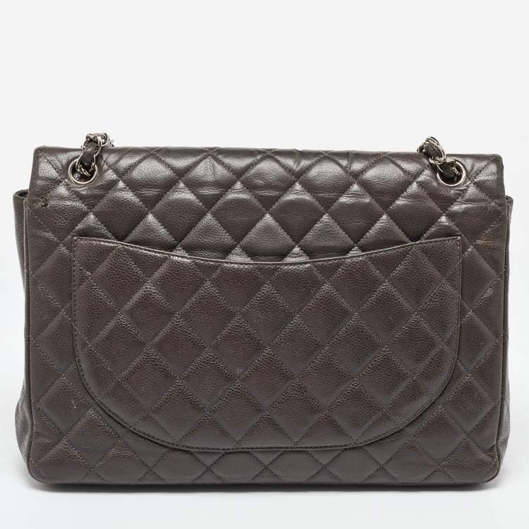 Chanel Grey Maxi Double Flap Bag – Classic Quilted XL