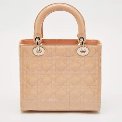 Dior Medium Lady Dior Tote – Peach Patent Cannage Leather