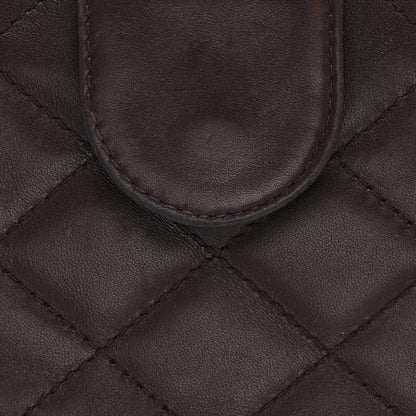 Chanel Brown Quilted Leather Cambon Ligne Compact Wallet