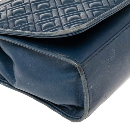 Tory Burch Blue Leather Medium Fleming Shoulder Bag