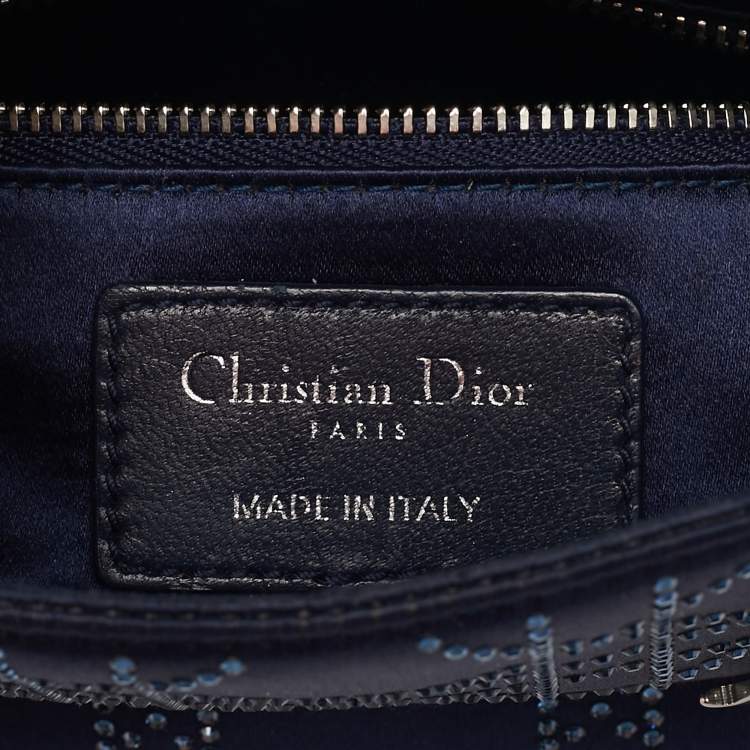 Dior Mini Lady Dior Tote – Navy Blue Crystal Satin