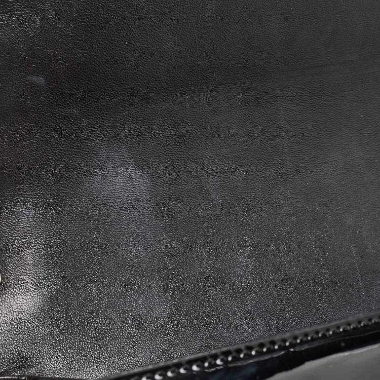 Chanel Black/Silver Chevron Patent Leather Medium Boy Flap Bag