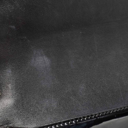 Chanel Black/Silver Chevron Patent Leather Medium Boy Flap Bag