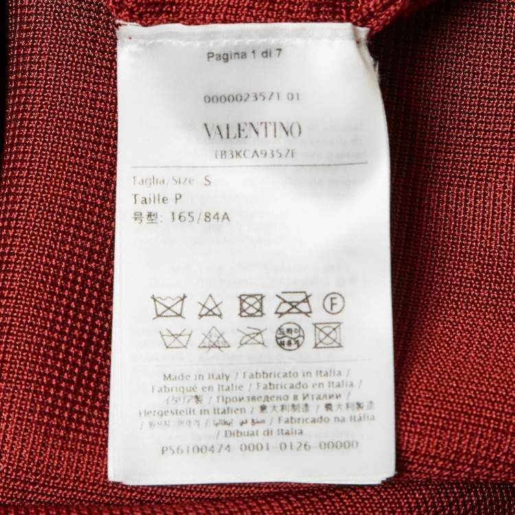 Valentino Red Ostrich Feather Trim Knit V-Neck Sweatshirt – Size S