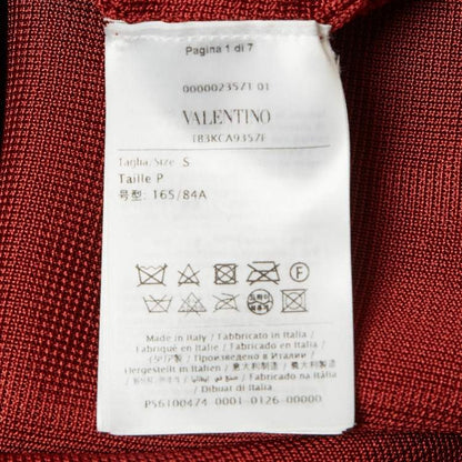 Valentino Red Ostrich Feather Trim Knit V-Neck Sweatshirt – Size S