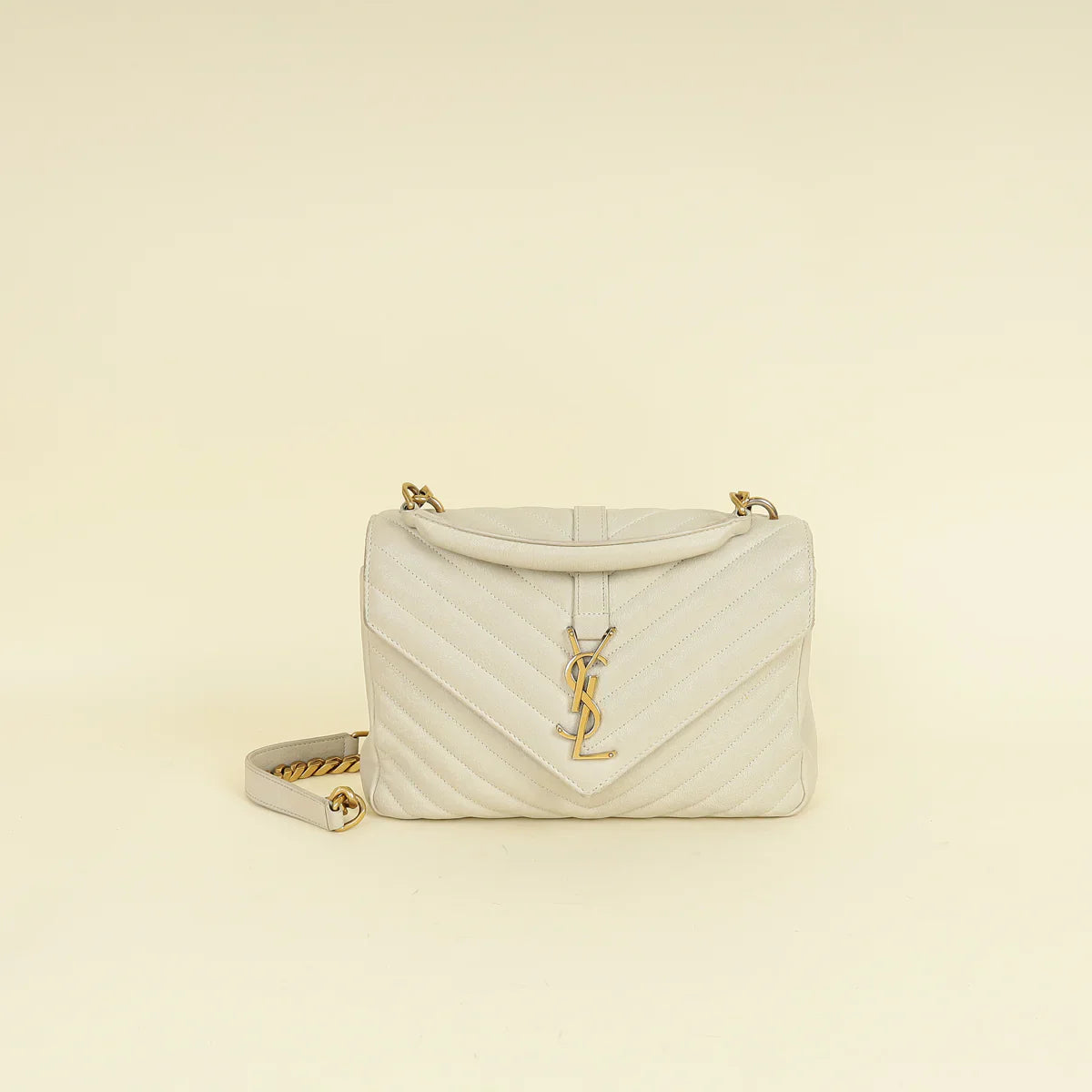 YSL Vintage Blanc College Medium Shoulder Bag