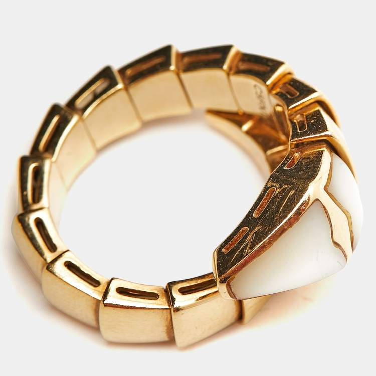 Bvlgari Serpenti Viper Mother of Pearl 18k Yellow Gold Ring