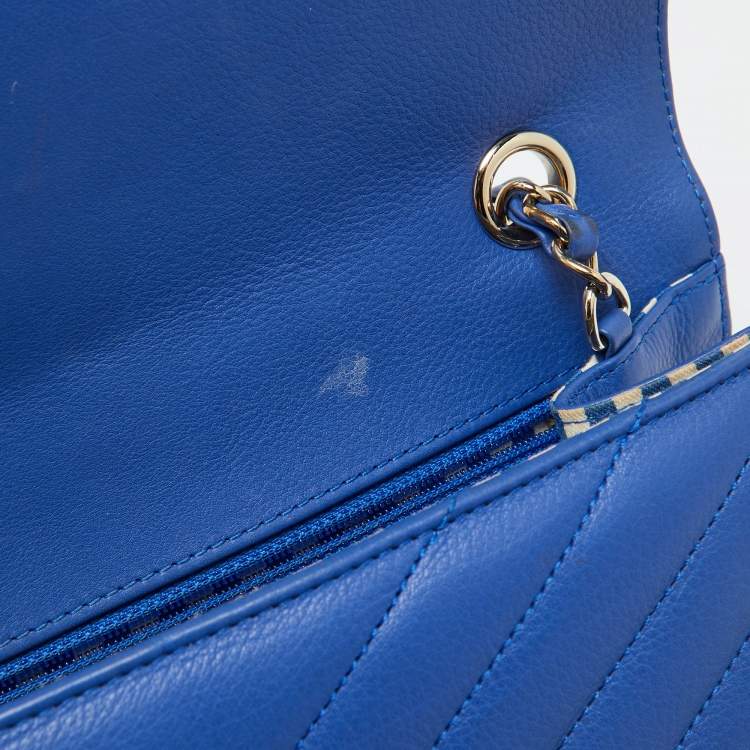Chanel Blue Chevron Leather Medium Coco Envelope Flap Bag – Gold Hardware