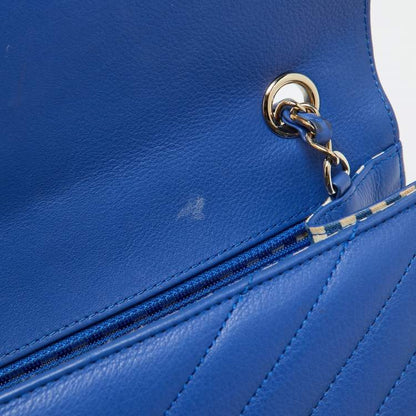 Chanel Blue Chevron Leather Medium Coco Envelope Flap Bag – Gold Hardware
