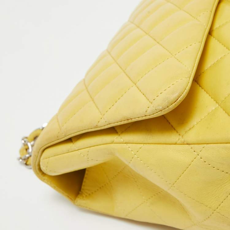 Chanel Yellow Quilted Lambskin Maxi Classic Single Flap Bag – Fair Condition