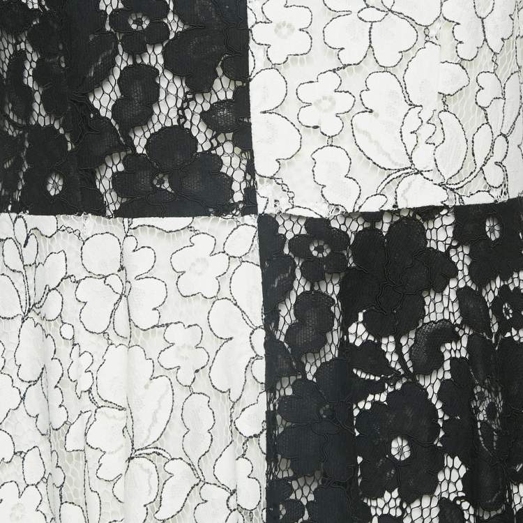 CH Carolina Herrera Black & White Floral Lace Midi Dress – Size L – Brand New