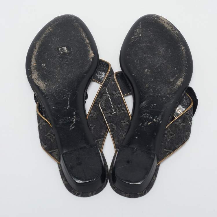 Louis Vuitton Monogram Denim Thong Sandals Size 37
